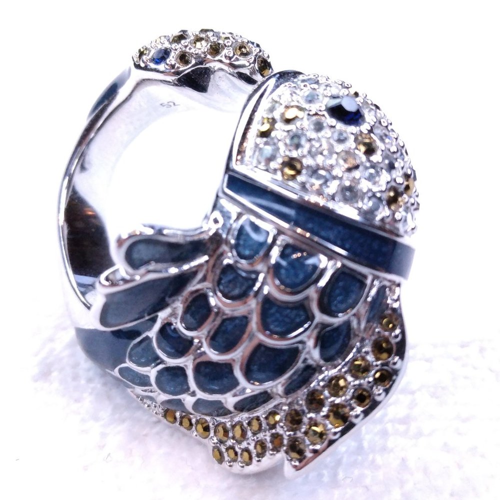 Turquoise gold diamond Fish ring